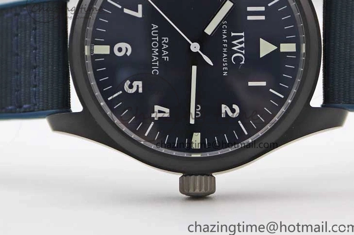 MIROTIME 0710 BestValue Mark XVIII IW328101 Black Ceramic M+F 1:1 Best Edition Blue Dial on Blue Nylon Strap A 7058